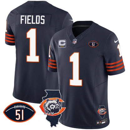 Bears Throwback Illinois Patch Vapor Jersey - All Stitched